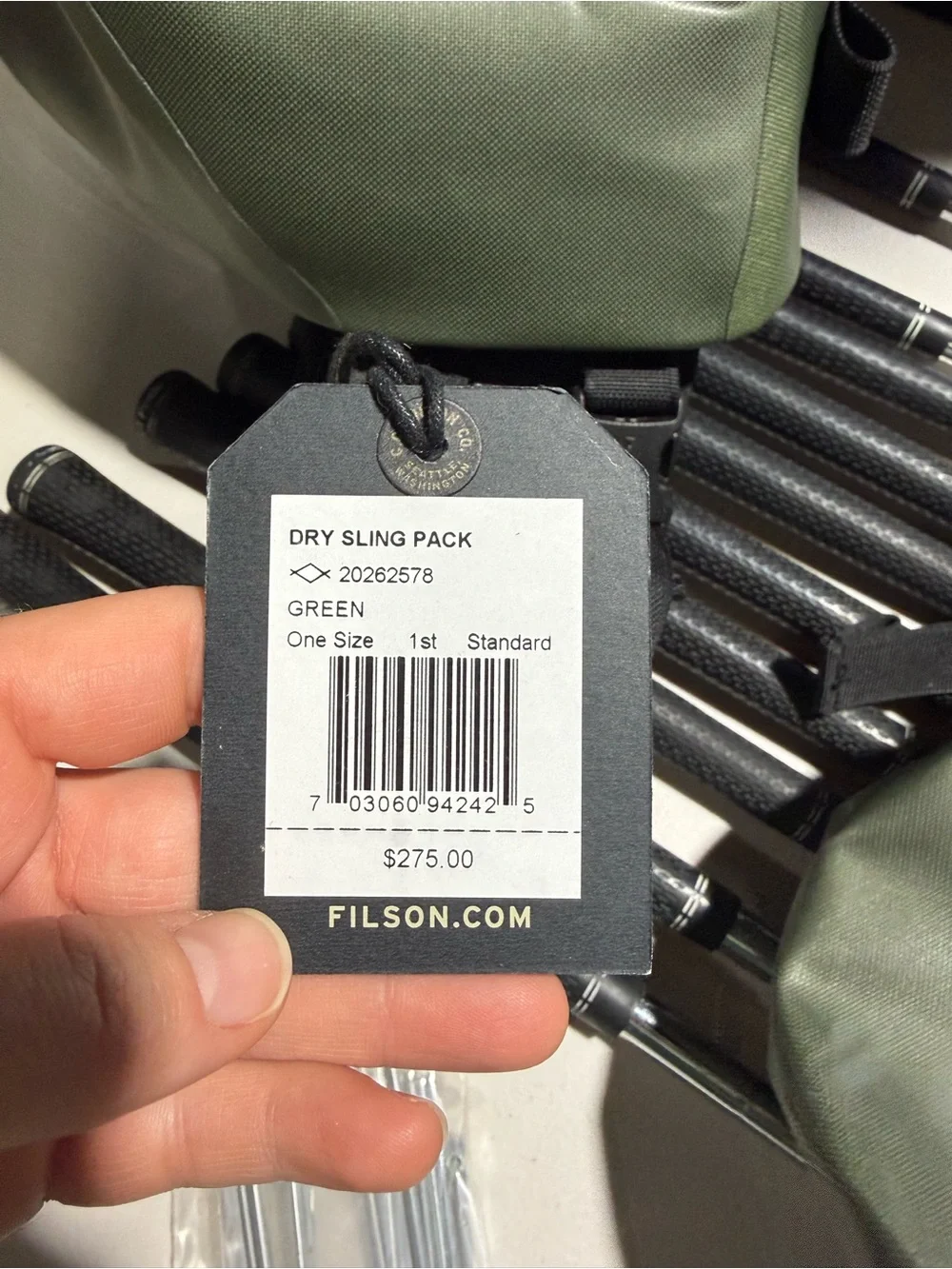 Filson Olive Green Waterproof Sling Pack